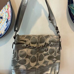 Coach Grey Monogram Shoulder Bag